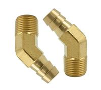 Legines Brass Hose Barb Fitting, 45 Degree Elbow, 3/8" Barbed x 1/8" NPT Male Pipe, 2 pcs