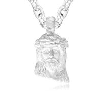 Legit Bling Large Transparent Acrylic Jesus Piece Pendant Necklace for Men, Chunky Clear Resin Jesus Portrait Hip Hop Necklace Religious Faith Gift for Dad, Husband, Boyfriend