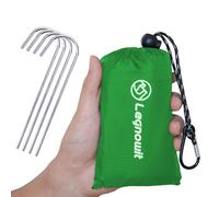 Legnowit Outdoor Pocket Blanket, 140 x 100 cm Waterproof Compact Lightweight Mini Picnic Blanket, Sand Free Beach Mat, Small Tarp for Concert Festival Camping Hiking Travel, Stakes Included (Green)