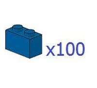 Lego 100 Blue Bricks 1x2