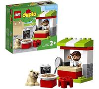 LEGO 10927 DUPLO Town Pizza Stand Playset with Pizza and Dog Figure, Large Bricks, Early Development Toy for Toddlers 2+ Year Old