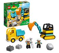 LEGO 10931 DUPLO Town Truck & Tracked Excavator Construction Vehicle Toy for Toddlers 2-4 Years Old Girls & Boys, Fine Motor Skills Development
