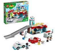 LEGO 10948 DUPLO Car Park and Wash Set, Toy for Toddlers 2 + Years Old with Garage, Petrol Station & Push Along Car
