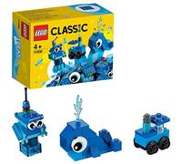 LEGO 11006 Classic Creative Blue Bricks Starter Set, Preschool Learning Toys, Gift for Boys & Girls age 4 plus Year Old, with Toy Whale, Train and Robot