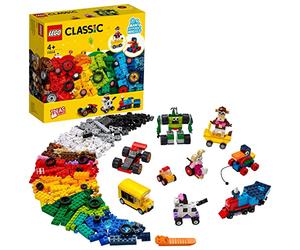 LEGO 11014 Classic Bricks and Wheels Starter Building Set with Toy Car, Train, Bus, Robot, animals and More Construction Toys, Gifts for 4 Plus Year Old Kids, Boys & Girls