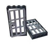 LEGO 2 x Prison Door Gates with Grey Bars & Black Frame