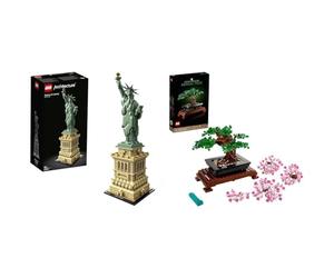 LEGO 21042 Architecture Statue of Liberty Model Building Kit, Collectable New York Souvenir Set & Albero Bonsai, Piante Artificiali, Costruzione in Mattoncini