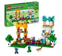 LEGO 21249 Minecraft The Crafting Box 4.0, 2in1 Playset; Build River Towers or Cat Cottage, with Alex, Steve, Creeper and Zombie Mobs Figures, Action Toys for Kids, Boys, Girls
