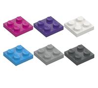 LEGO 2x2 Plates 3022 Mixed Colour Pack, 60 Genuine Bricks, White, Dark Purple, Light Bluish Gray, Dark Azure, Dark Bluish Gray & Medium Lavender