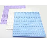 LEGO® 3 x Base Plate Board 16x16 LAVENDER WHITE and LIGHT BLUE 16x16 Pin/Stud (12.8cm x 12.8cm x 0.5cm) FREE UK POSTAGE Taken from sets and Supplied in Bricks and Baseplates® Sealed Packaging