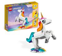 LEGO 31140 Creator 3 in 1 Magical Unicorn Toy to Seahorse to Peacock, Rainbow An