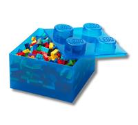 Room Copenhagen LEGO Storage Brick 4 Knobs Translucent Blue - Stackable Plastic Storage Box with Lid for Kids and Adults Desk Organizer and Toy Box