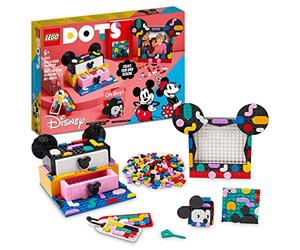 LEGO 41964 DOTS Disney Mickey & Minnie Mouse Back-to-School Project Box, 6in1 Toy Crafts Set with Bag Tags, Sticker Patch and Desk Tidy, Gifts for Kids Aged 6 Plus
