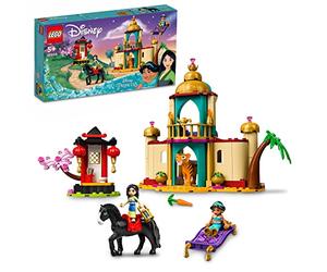 LEGO 43208 Disney Princess Jasmine and Mulan’s Adventure Palace Set, Aladdin & Mulan Buildable Toy with Horse and Tiger Figures, Gifts for Kids, Girls & Boys