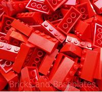 LEGO 50 x RED Roof Tiles 2 x 4 Pin Slope 45° Item Number 3037 Taken from Sets and Supplied in Sealed Bricks and Baseplates Packaging