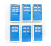 LEGO 6 x WHITE DOOR FRAMES AND 6 x LIGHT BLUE DOORS (1x4x6 pin) Supplied in clear sealed packaging