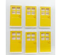LEGO 6 x WHITE DOOR FRAMES AND 6 x YELLOW DOORS (1x4x6 pin) Supplied in clear sealed packaging