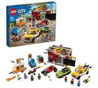 LEGO 60258 City Nitro Wheels Tuning Workshop Building Set with Tow Truck, Hot Rod, Camping Trailer and Motorbike