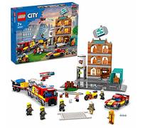 LEGO 60321 City Fire Brigade Set, Building with Fold-Back Flames, Truck Toy and Firefighter Minifigures, Gift Idea for Kids, Boys and Girls Age 7 plus