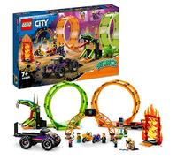 LEGO 60339 City Stuntz Double Loop Stunt Arena, Monster Truck Playset with 2 Toy Motorbikes, Ramp and Minifigures, for Kids Aged 7 Plus