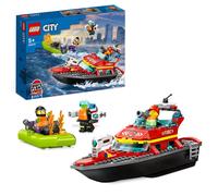 LEGO 60373 City Fire Rescue Boat Toy, Floats on Water, with Jetpack, Dinghy and