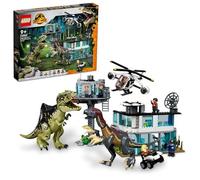 LEGO 76949 Jurassic World Giganotosaurus & Therizinosaurus Attack with 2 Dinosaur Toy Figures, ATV Car, Helicopter & Garage, Gifts for Boys and Girls