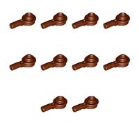 LEGO Bar 1L with 1 x 1 Round Plate with Hollow Stud, Part 32828 (Reddish Brown, 10, Bricks)