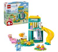 LEGO Bluey Playground Fun with Bluey and Chloe - Toy for 4+ Year Old Girls & Boys - incl. 2 Minifigures, a Functional Pink See-Saw, Slide, Climbing Frame & 3 Plants - Gift for TV Show Fans - 11201