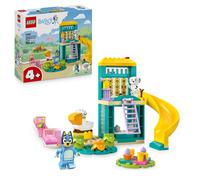 LEGO Bluey Playground Fun with Bluey and Chloe - Toy for 4+ Year Old Girls & Boys - incl. 2 Minifigures, a Functional Pink See-Saw, Slide, Climbing Frame & 3 Plants - Gift for TV Show Fans - 11201