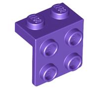 LEGO Bracket Building Block Part 44728, 1 x 2-2 x 2 (Dark Purple, 10, Bricks)