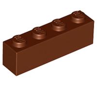 LEGO Brick 1x4, Part 3010, Classic Building Element (Reddish Brown, 10, Bricks)