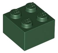 LEGO Brick 2 x 2, Part 3003, Multiple Colours Available (Dark Green, 10, count)