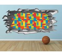 Lego Brick 3D Hole in Wall Smash Wall Art Decal Sticker Mural Team
