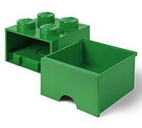 LEGO Brick with 4 Knobs and 1 Drawer Green - Storage Box for LEGO Toys Desk Drawers and Office Supplies Stackable Storage Box Home Decoration Toy Box