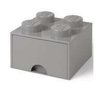 LEGO Brick Drawer, 4 Knobs, 1 drawer, Stackable Storage Box, Stone Grey
