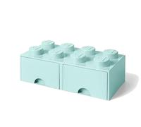 LEGO Brick Drawer, 8 Knobs, 2 Drawers, Stackable Storage Box, Mint Green
