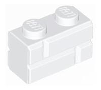 LEGO Brick, Modified 1 x 2 with Masonry Profile, Part 98283 (White, 10, Bricks)