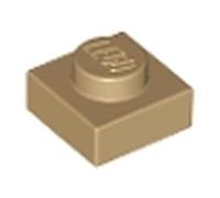 LEGO Brick Plate 1 x 1, Part 3024 (Dark Tan, 10, count)