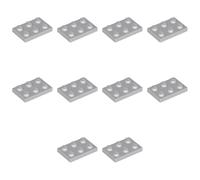 LEGO Brick Plate 2 x 3, Part 3021 (Light Bluish Gray, 10, Bricks)