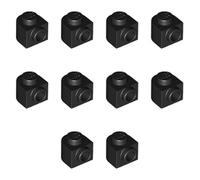 LEGO Brick Round 1 x 1 x 2/3 Half Circle Extended with Stud on Side, Part 3386 (Black, 10, count)
