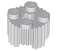 LEGO Brick, Round 2 x 2 with Axle Hole and Grille/Fluted Profile Part 92947 (Light Bluish Gray, 10, Bricks)