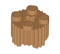 LEGO Brick, Round 2 x 2 with Axle Hole and Grille/Fluted Profile Part 92947 (Medium Nougat, 10, Bricks)