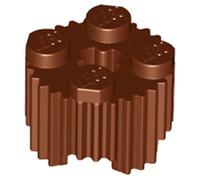 LEGO Brick, Round 2 x 2 with Axle Hole and Grille/Fluted Profile Part 92947 (Reddish Brown, 10, Bricks)