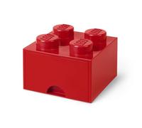 LEGO Brick with 4 Knobs and 1 Drawer Red - Storage Box for LEGO Toys Desk Drawers and Office Supplies Stackable Storage Box Home Decoration Toy Box