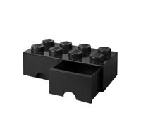 LEGO Brick with 8 Knobs and 2 Drawers BLACK - Storage Box for LEGO, Toys, Desk Drawers, and Office Supplies, Stackable Storage Box, Home Decoration