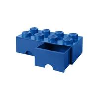 LEGO Brick with 8 Knobs and 2 Drawers BLUE - Storage Box for LEGO, Toys, Desk Drawers, and Office Supplies, Stackable Storage Box, Home Decoration