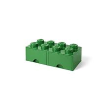 LEGO Brick with 8 Knobs and 2 Drawers GREEN - Storage Box for LEGO, Toys, Desk Drawers, and Office Supplies, Stackable Storage Box, Home Decoration