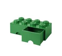 LEGO Brick with 8 Knobs and 2 Drawers GREEN - Storage Box for LEGO, Toys, Desk Drawers, and Office Supplies, Stackable Storage Box, Home Decoration