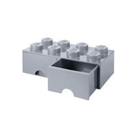 LEGO Brick with 8 Knobs and 2 Drawers MEDIUM STONE GREY - Storage Box for LEGO, Toys, Desk Drawers, and Office Supplies, Stackable Storage Box, Home Decoration