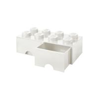 LEGO Brick with 8 Knobs and 2 Drawers WHITE - Storage Box for LEGO, Toys, Desk Drawers, and Office Supplies, Stackable Storage Box, Home Decoration